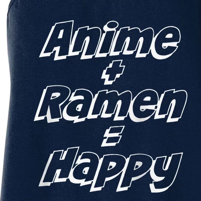 Anmie And Ramen Equals Happy Funny Raglan Baseball Women's Racerback Tank