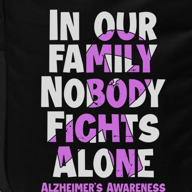 Alzheimers Awareness Ribbon Purple Nobody Fights Alone Gift Impact Tech Backpack