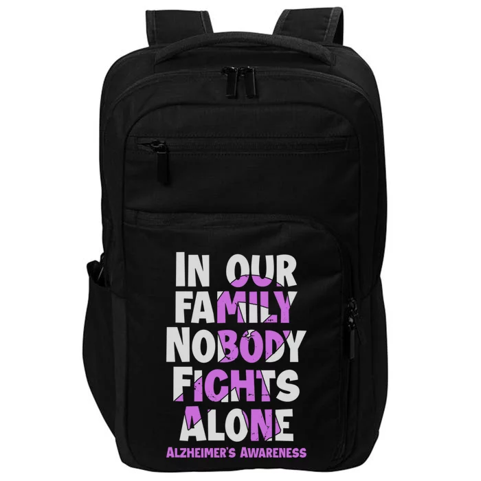 Alzheimers Awareness Ribbon Purple Nobody Fights Alone Gift Impact Tech Backpack