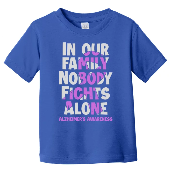 Alzheimers Awareness Ribbon Purple Nobody Fights Alone Gift Toddler T-Shirt