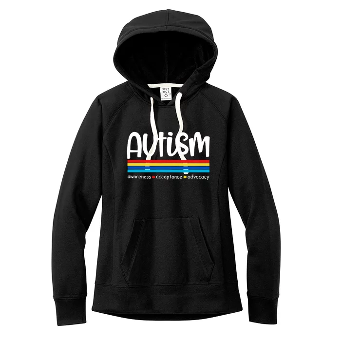 Autism Awareness Retro Acceptance Advocacy Advocate For Autism Women's Fleece Hoodie