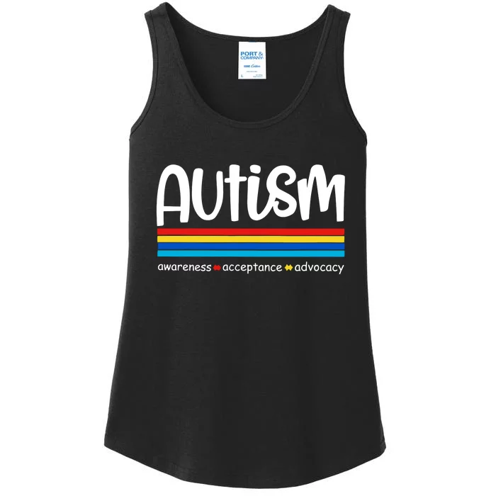 Autism Awareness Retro Acceptance Advocacy Advocate For Autism Ladies Essential Tank