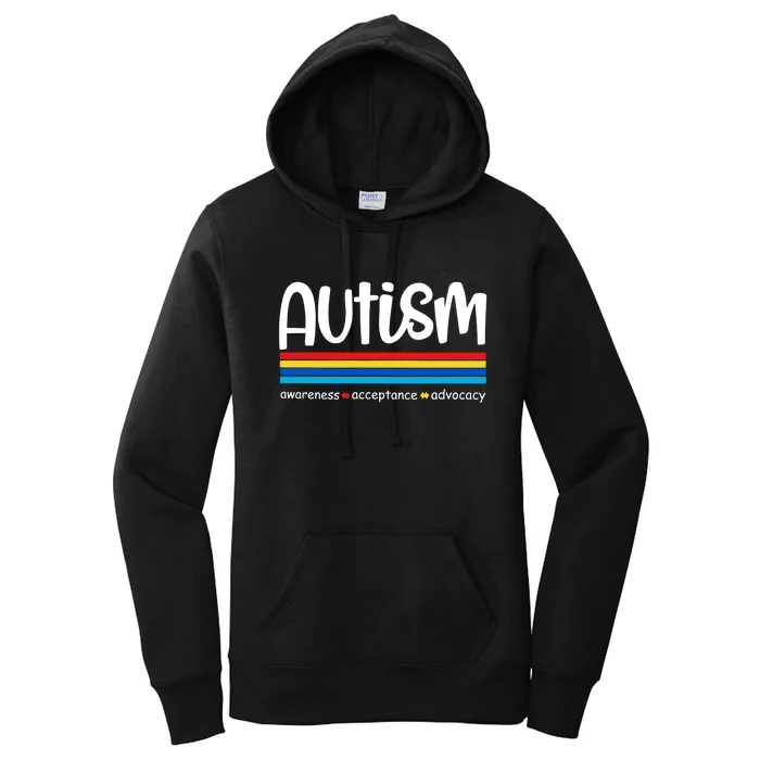 Autism Awareness Retro Acceptance Advocacy Advocate For Autism Women's Pullover Hoodie