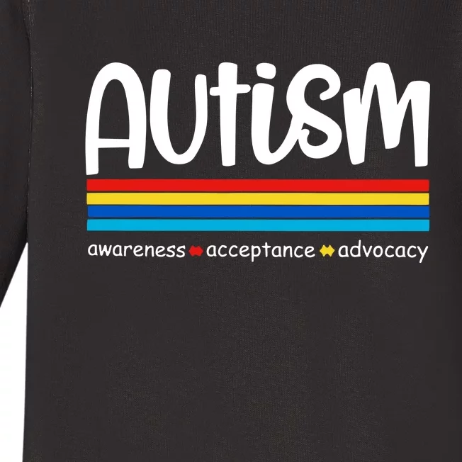 Autism Awareness Retro Acceptance Advocacy Advocate For Autism Baby Long Sleeve Bodysuit