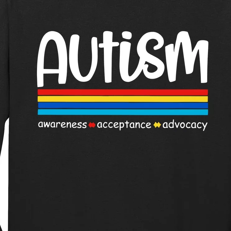 Autism Awareness Retro Acceptance Advocacy Advocate For Autism Tall Long Sleeve T-Shirt