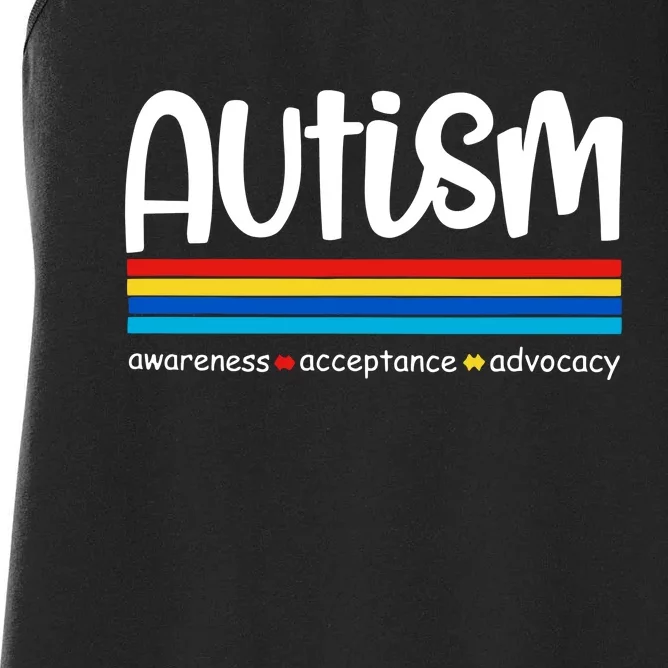 Autism Awareness Retro Acceptance Advocacy Advocate For Autism Women's Racerback Tank