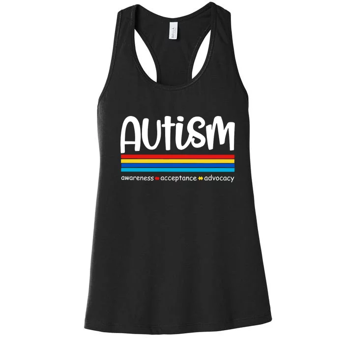 Autism Awareness Retro Acceptance Advocacy Advocate For Autism Women's Racerback Tank