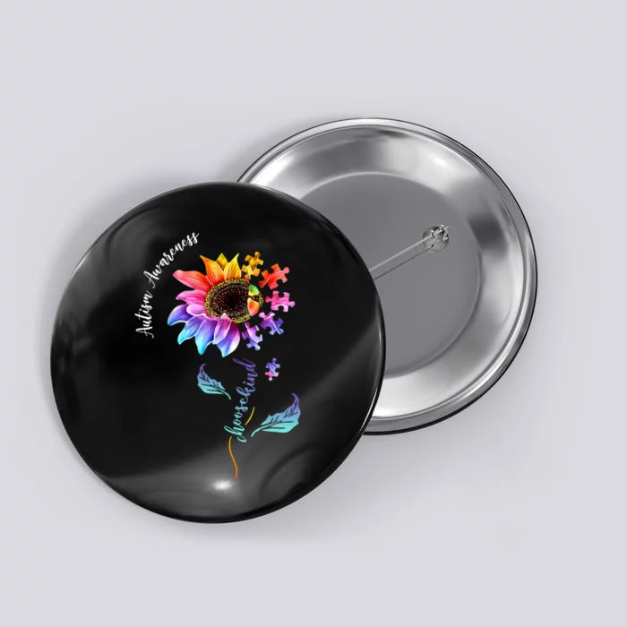 Autism Awareness Rainbow Sunflower Button