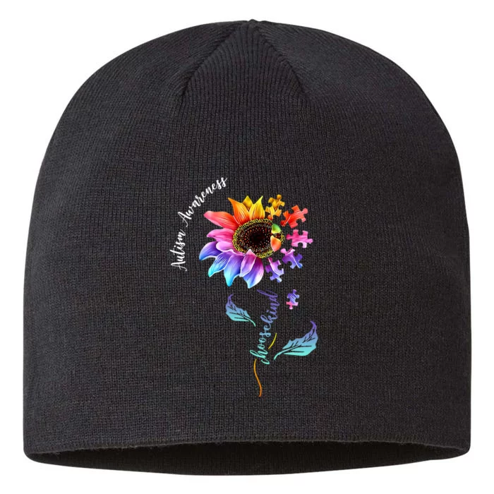 Autism Awareness Rainbow Sunflower 8 1/2in Sustainable Knit Beanie