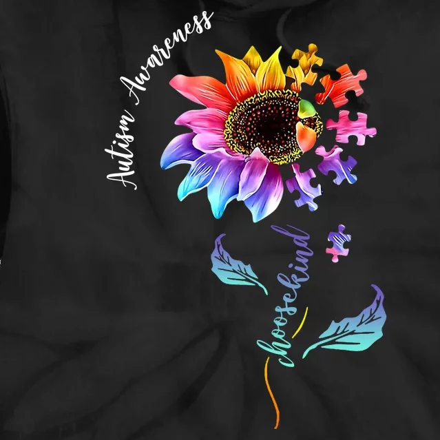 Autism Awareness Rainbow Sunflower Tie Dye Hoodie