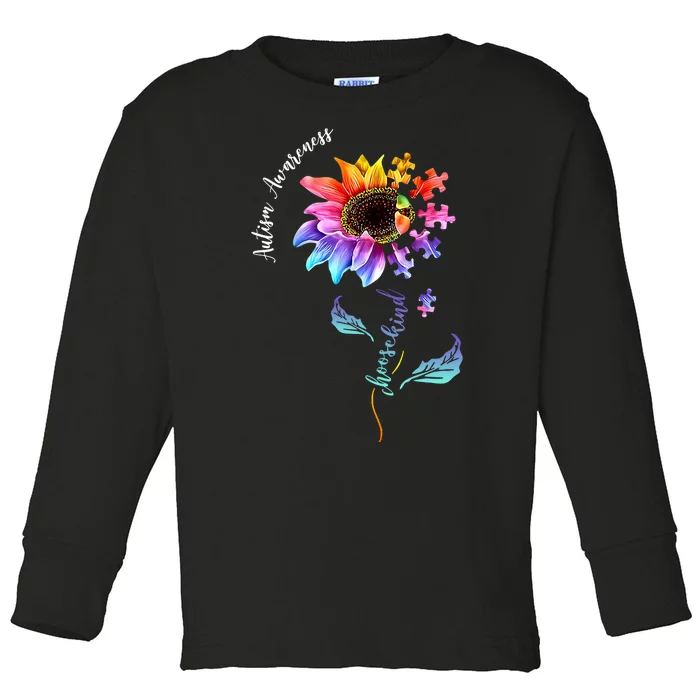 Autism Awareness Rainbow Sunflower Toddler Long Sleeve Shirt