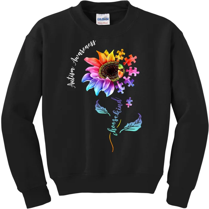 Autism Awareness Rainbow Sunflower Kids Sweatshirt