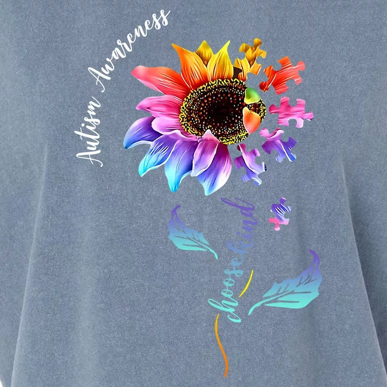 Autism Awareness Rainbow Sunflower Garment-Dyed Women's Muscle Tee