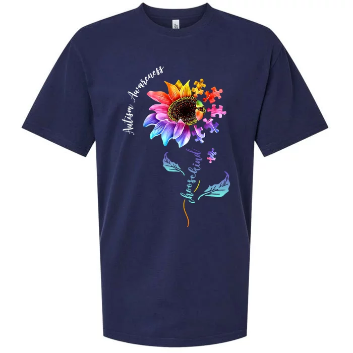 Autism Awareness Rainbow Sunflower Sueded Cloud Jersey T-Shirt