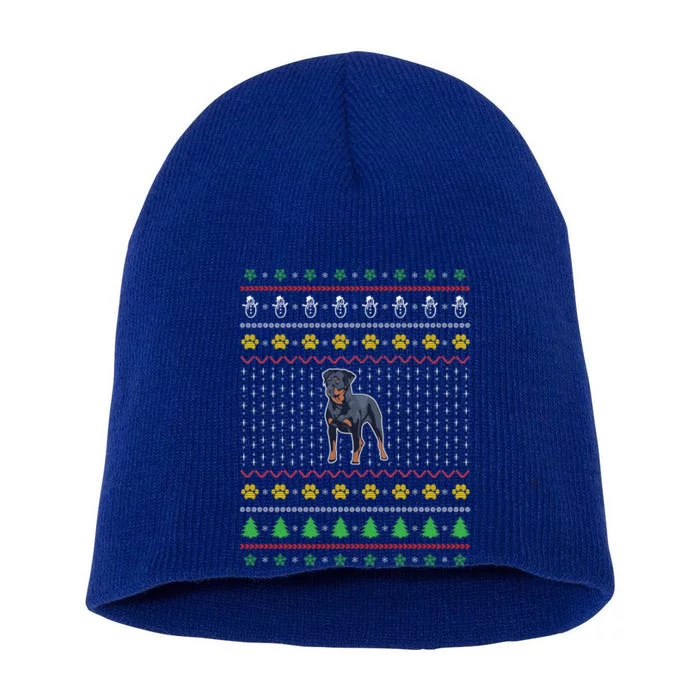 An Awesome Rottweiler Ugly Christmas Design Funny Gift Short Acrylic Beanie