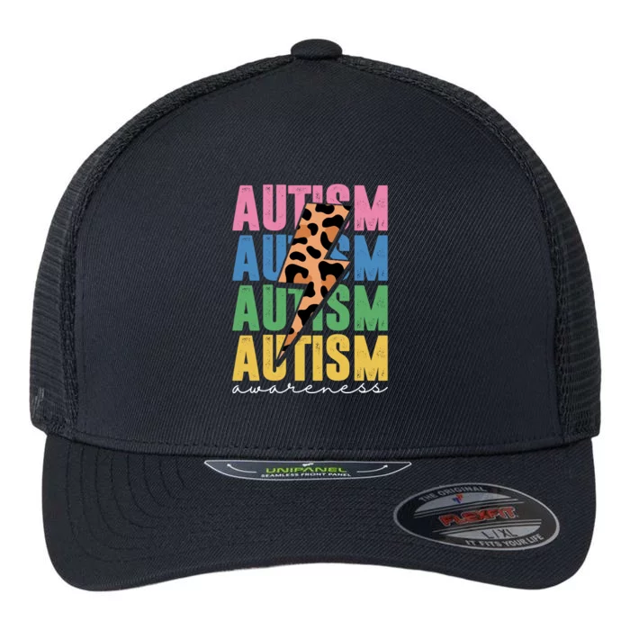 Autism Awareness Retro Cheetah Flexfit Unipanel Trucker Cap