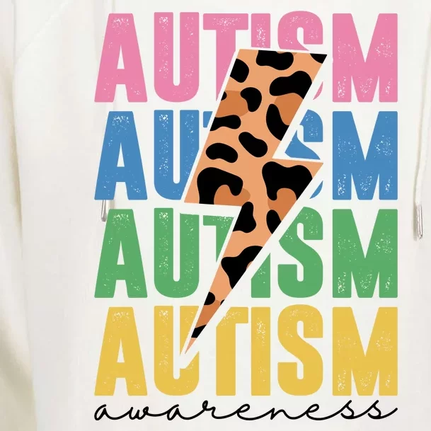 Autism Awareness Retro Cheetah Womens Funnel Neck Pullover Hood