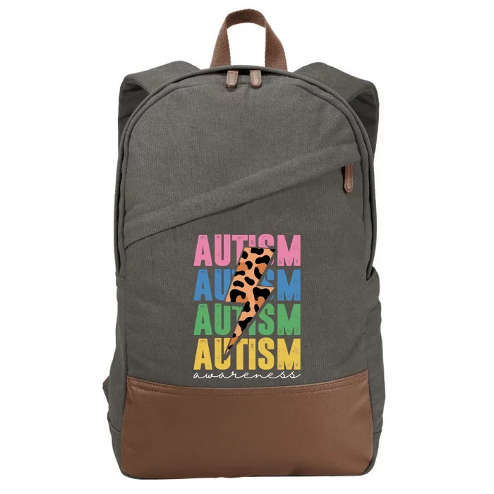 Autism Awareness Retro Cheetah Cotton Canvas Backpack