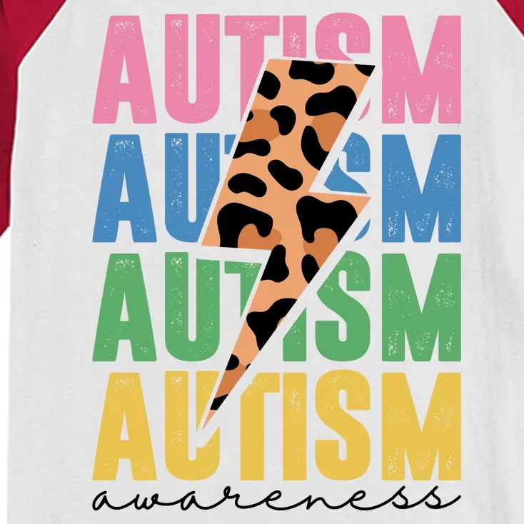 Autism Awareness Retro Cheetah Kids Colorblock Raglan Jersey