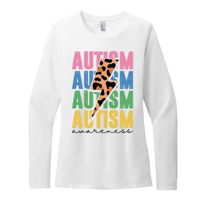 Autism Awareness Retro Cheetah Womens CVC Long Sleeve Shirt