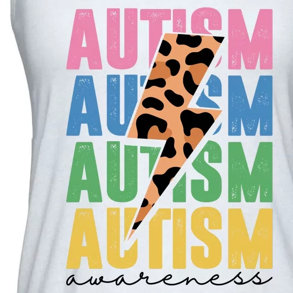 Autism Awareness Retro Cheetah Ladies Essential Flowy Tank