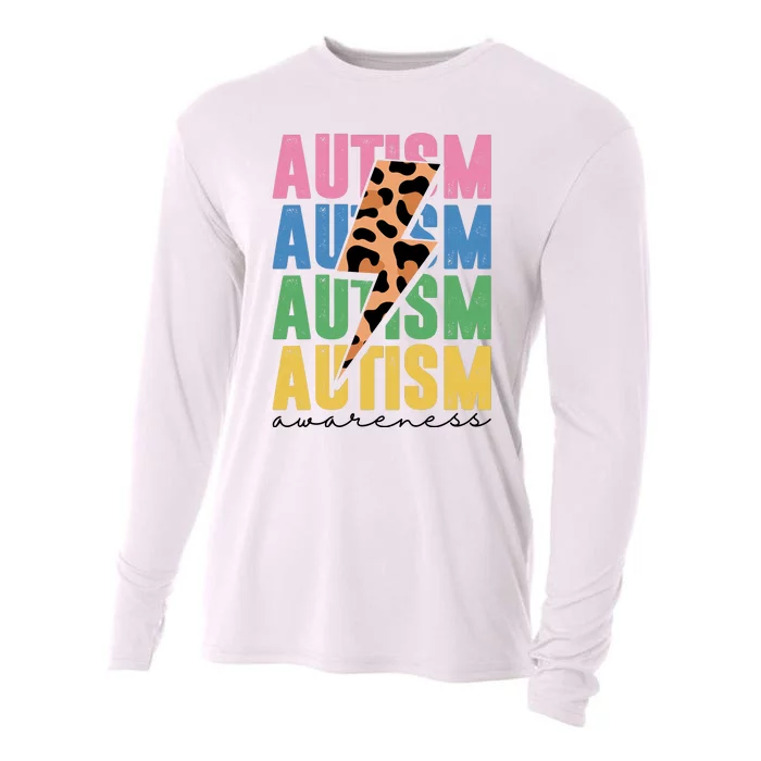 Autism Awareness Retro Cheetah Cooling Performance Long Sleeve Crew