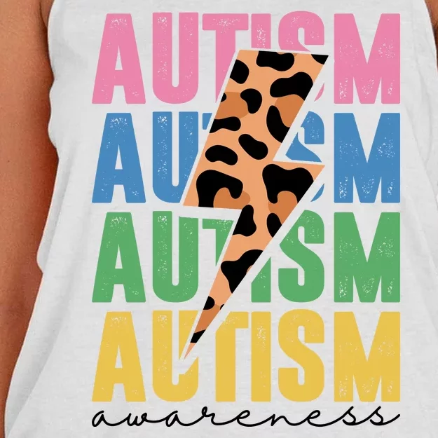 Autism Awareness Retro Cheetah Women's Knotted Racerback Tank