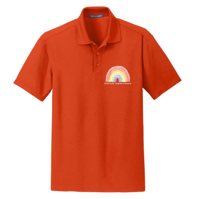 Autism Awareness Rainbow Dry Zone Grid Performance Polo