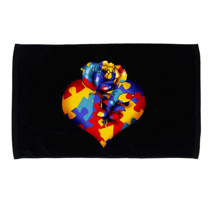 Autism Awareness Rose Heart Microfiber Hand Towel