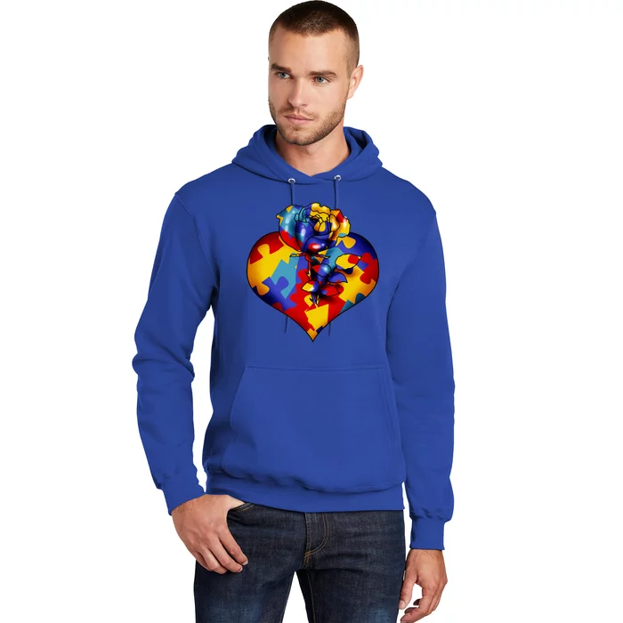 Autism Awareness Rose Heart Hoodie