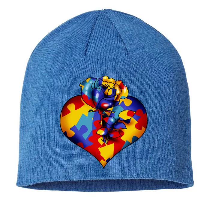 Autism Awareness Rose Heart 8 1/2in Sustainable Knit Beanie