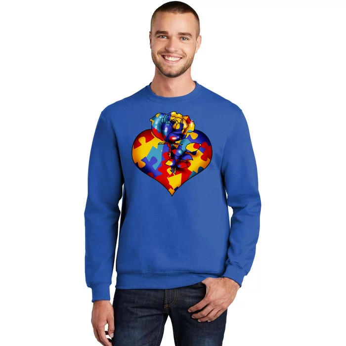 Autism Awareness Rose Heart Tall Sweatshirt