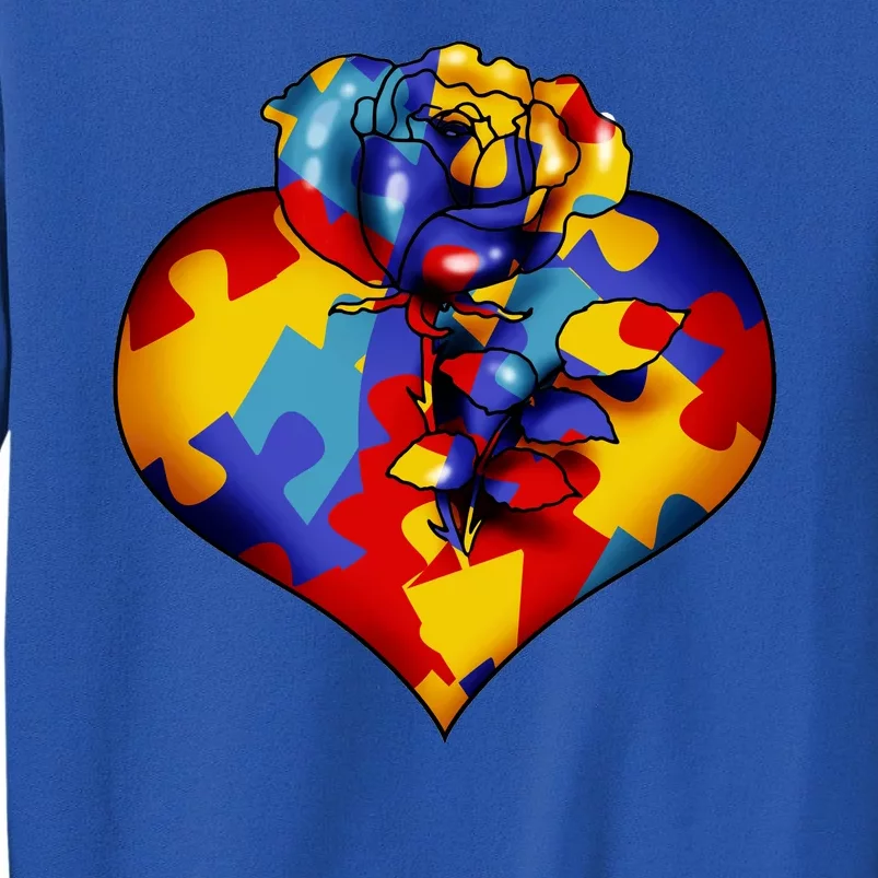 Autism Awareness Rose Heart Tall Sweatshirt