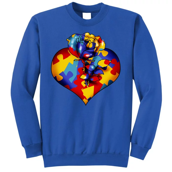 Autism Awareness Rose Heart Tall Sweatshirt