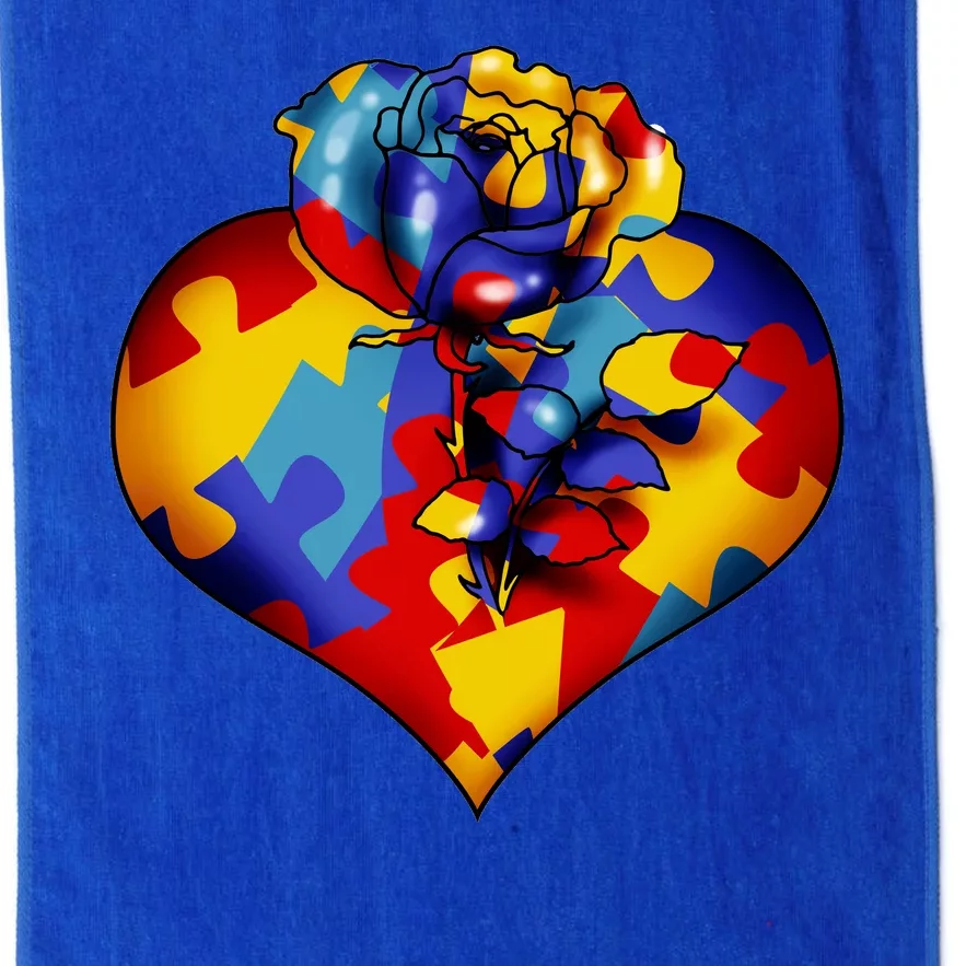 Autism Awareness Rose Heart Platinum Collection Golf Towel