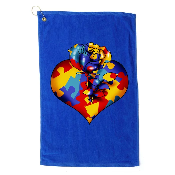 Autism Awareness Rose Heart Platinum Collection Golf Towel