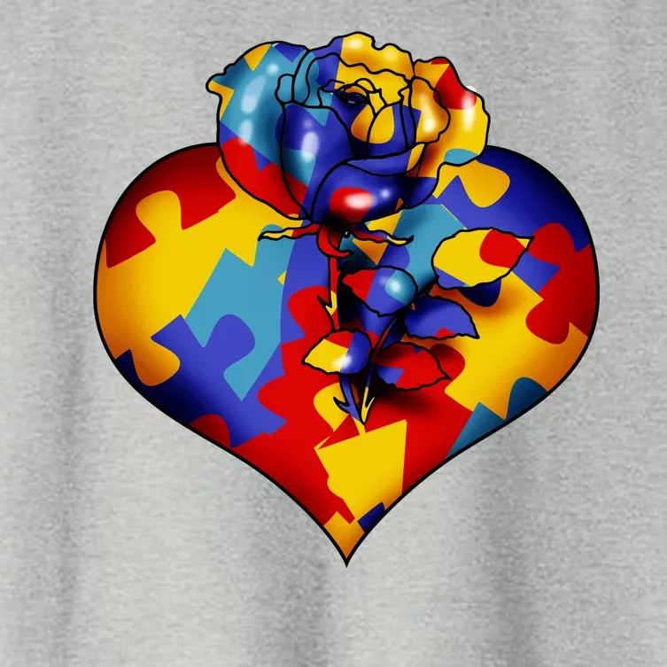 Autism Awareness Rose Heart Women's Crop Top Tee