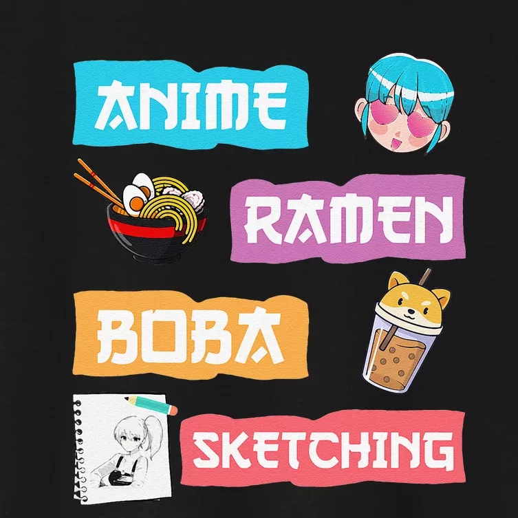 Awesome Anime Ra Boba Sketching Anime Lovers Kawaii Women's Crop Top Tee