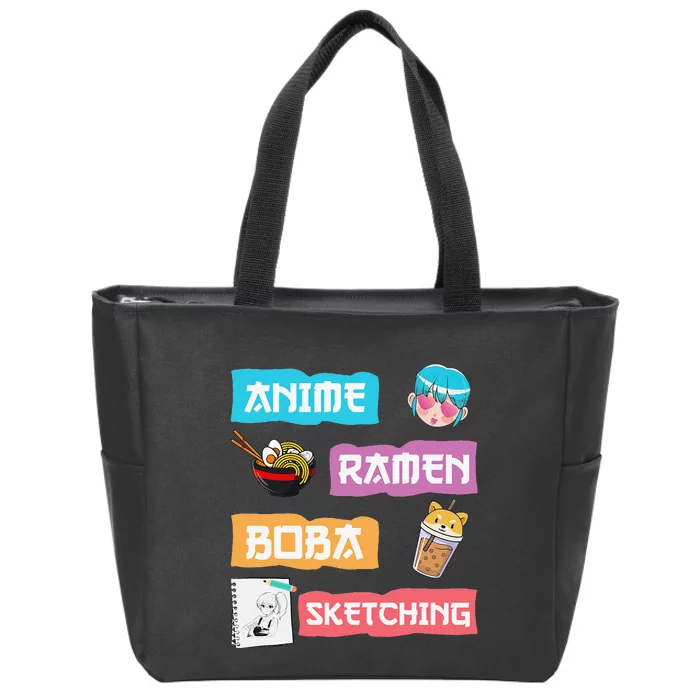 Awesome Anime Ra Boba Sketching Anime Lovers Kawaii Zip Tote Bag