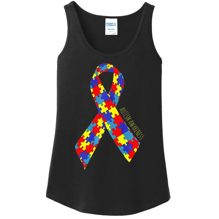 Autism Awareness Ribbon Ladies Essential Tank