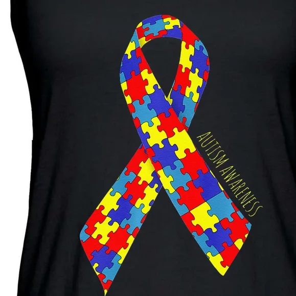 Autism Awareness Ribbon Ladies Essential Flowy Tank