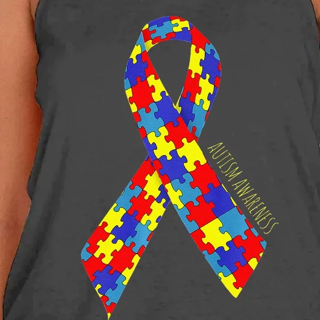 Autism Awareness Ribbon Women's Knotted Racerback Tank