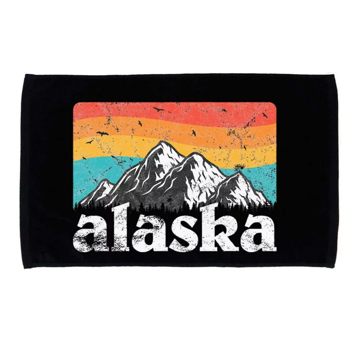 Alaska AK Retro 70s 80s Mountains Nature Distressed Microfiber Hand Towel