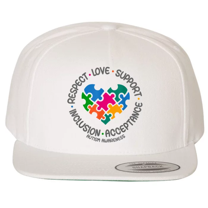 Autism Awareness Respect Love Support Autism Awareness Wool Snapback Cap