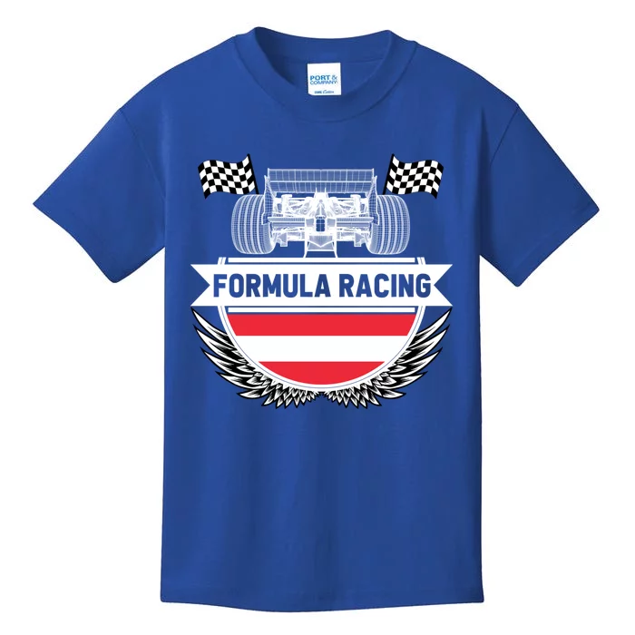 Austrian Auto Race Austria Flag Formula Racing Car Race Fan Cute Gift Kids T-Shirt