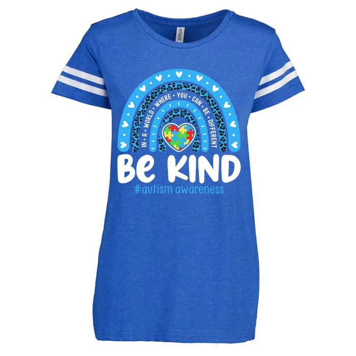 Autism Awareness Rainbow In April We Wear Blue Ribbon Autism Enza Ladies Jersey Football T-Shirt