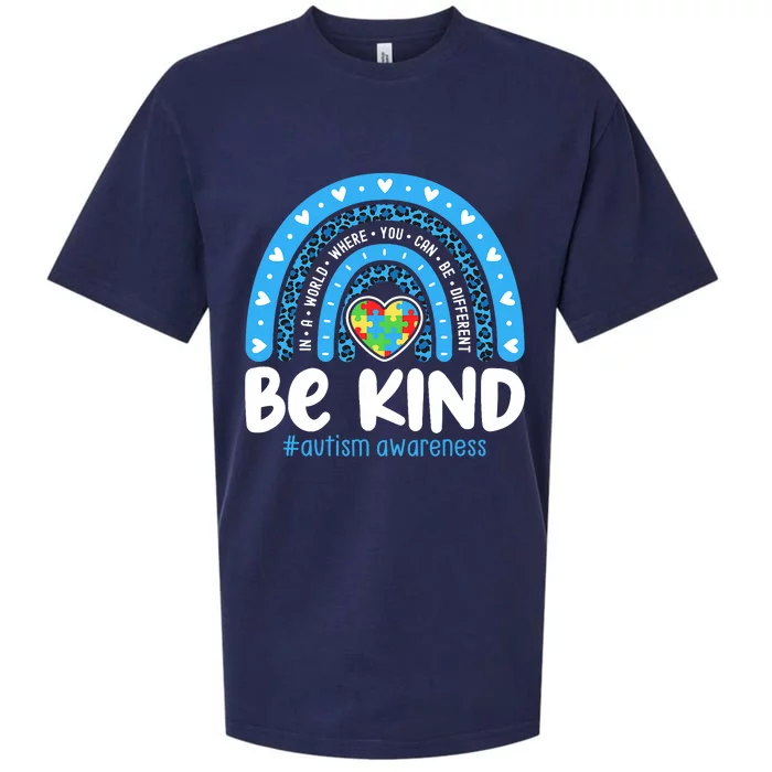 Autism Awareness Rainbow In April We Wear Blue Ribbon Autism Sueded Cloud Jersey T-Shirt