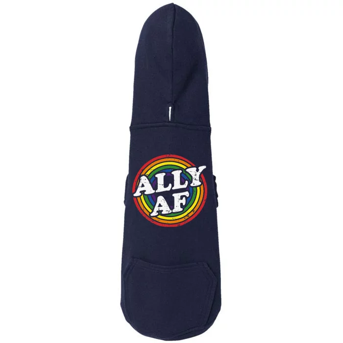 Ally Af Rainbow Flag For Lgbt Pride Month Support Doggie 3-End Fleece Hoodie