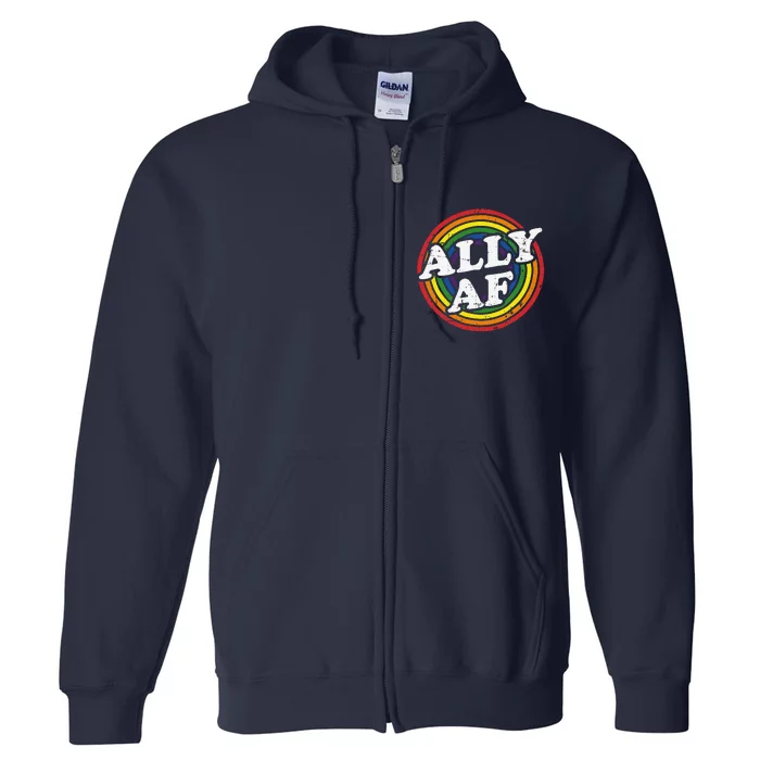 Ally Af Rainbow Flag For Lgbt Pride Month Support Full Zip Hoodie