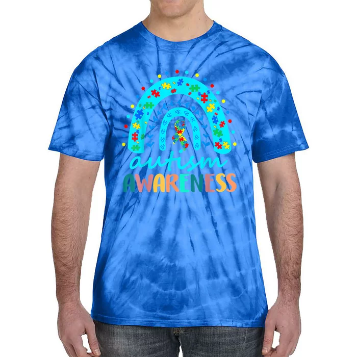 Autism Awareness Rainbow Puzzle Autism Awareness Month Tie-Dye T-Shirt